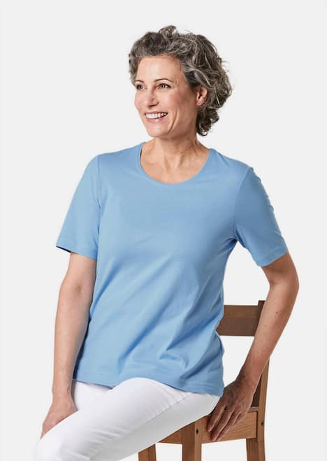 Basic Baumwollshirt mit kurzem Arm