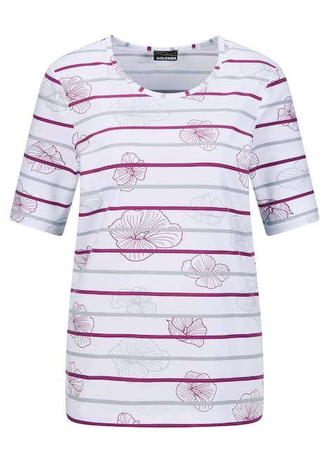 GOLDNER Shirt Jersey shirt met strepen en bloemen