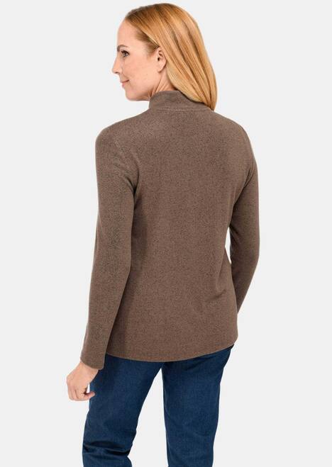 Flauschiges Stehbundshirt mit Reißverschluss und glänzendem, gesticktem Logo