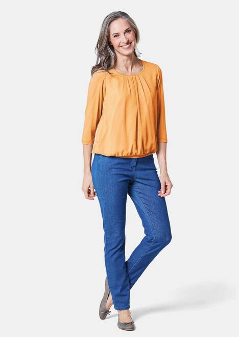 Chiffon-Shirt mit 3/4-Arm, Rundhals