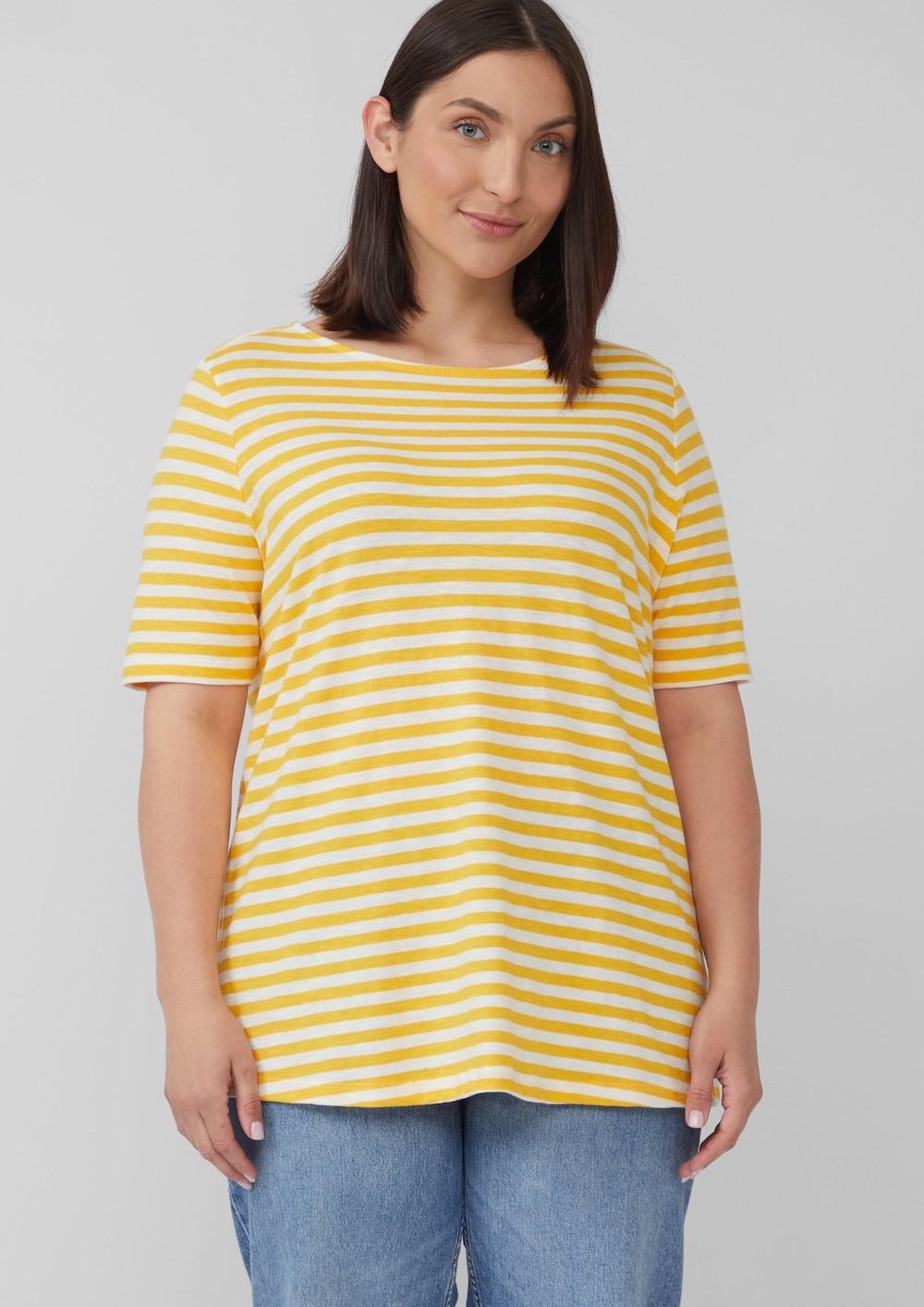 Gestreiftes T-Shirt mit Flammgarnstruktur