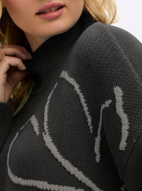 Pullover Langarm Intarsien Sonstiges Muster Stehkragen