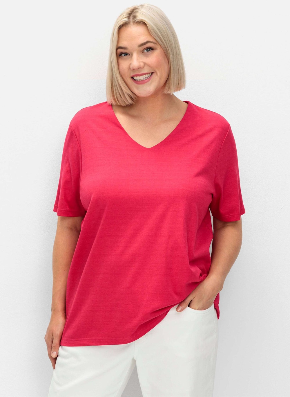 T-Shirt Kurzarm Uni Ohne Kragen