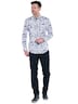 Herren Langarm-Hemd gemustert , Brilliantblau