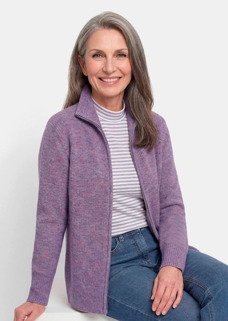 Melange-Cardigan mit Reißverschluss