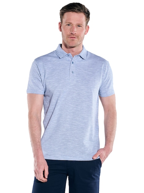 Herren Polo-Shirt meliert , Hellblau
