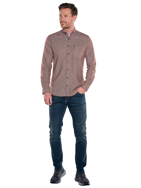 Herren Hemd langarm , Rostorange