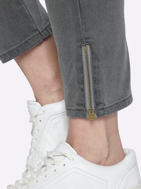 Jeans Slim-fit-Jeans mit Zipper am Saum normal Formbund