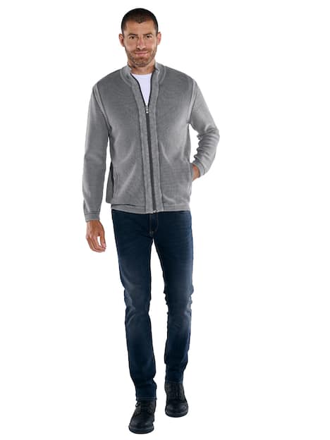 engbers Herren Cardigan strukturiert , Dunkelgrau