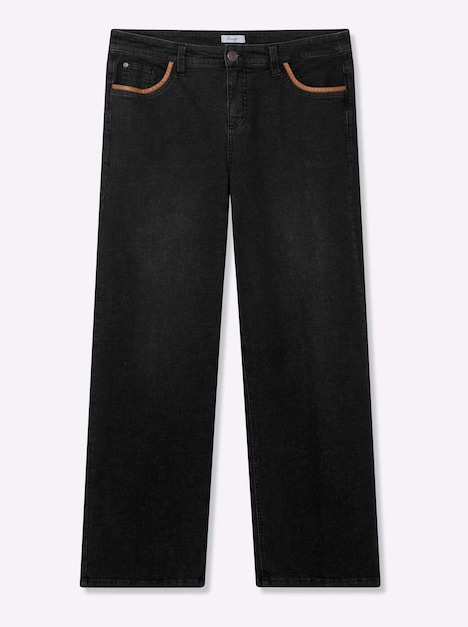 Jeans Jeans mit weitem Bein und Paspelierung Formbund Uni