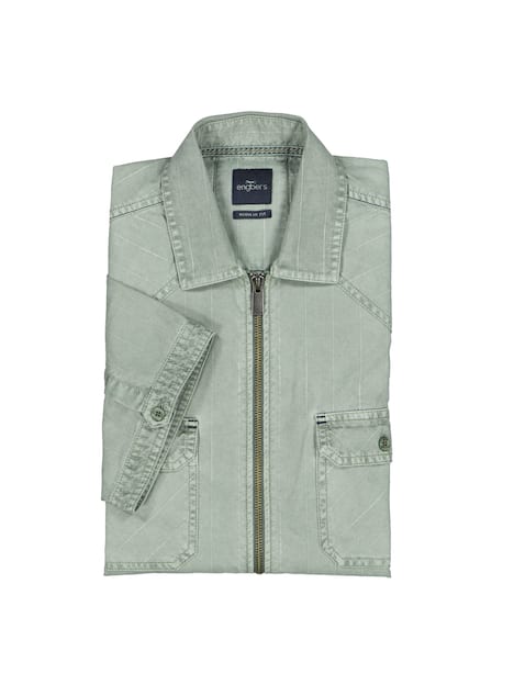 engbers Herren Kurzarm-Hemd uni , Oliv