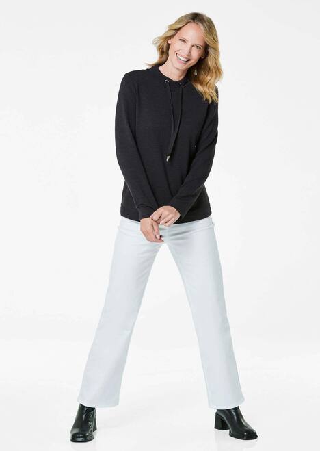 Langarm Viskose-Pullover, Stehbund