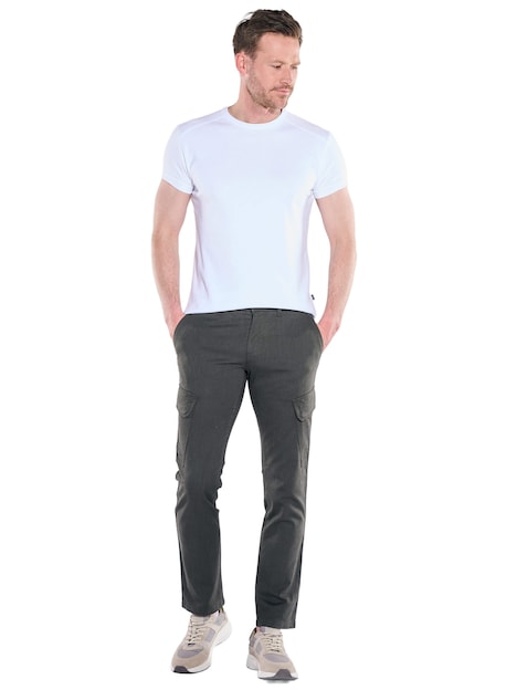 Herren Cargohose straight , Dunkelgruen