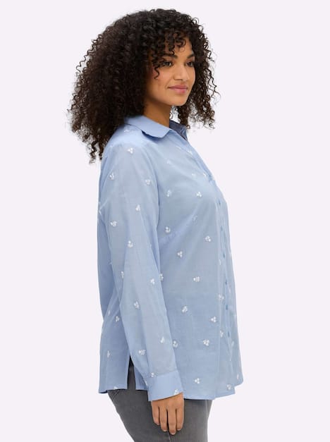 Langarm-Bluse Langarm Hemdkragen