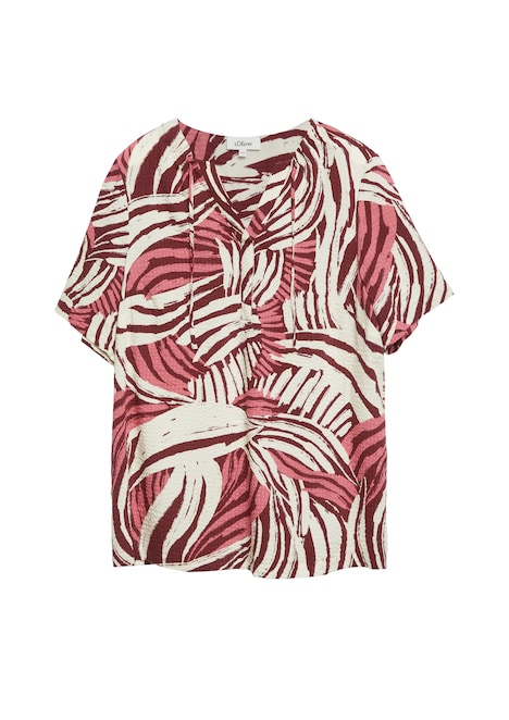 Strukturierte Viskosemix-Bluse mit All-over-Print