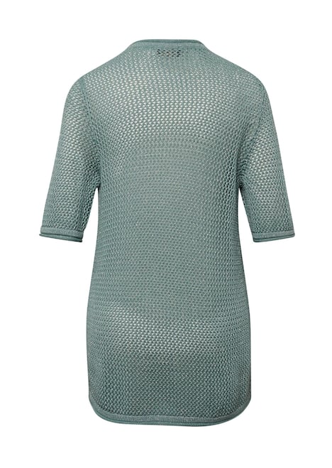 GOLDNER Trui Licht glanzende tricot pullover met luxueus ajourdessin