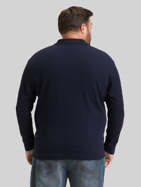 Langarm Poloshirt mit Waffelstruktur