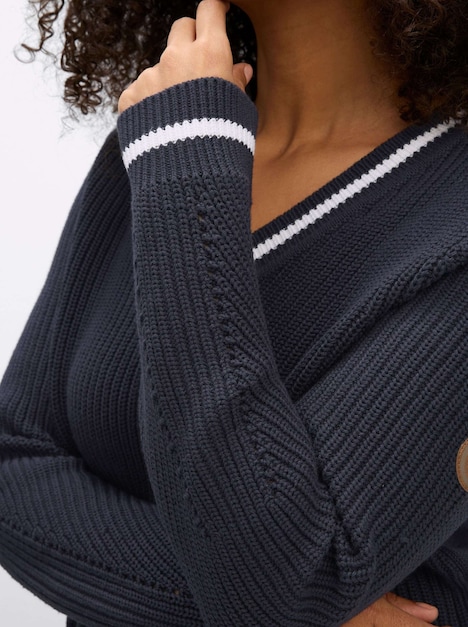 Langarm-Pullover Langarm-Pullover mit Kontrast-Details Langarm