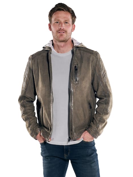 engbers Herren Lederjacke regular , Dunkelbraun