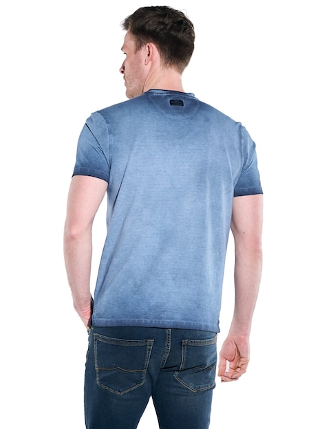 Herren T-Shirt gestreift , Saphirblau