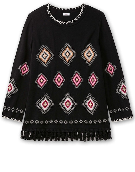 Strickpullover Rundhalspullover mit Ethno-Muster Langarm Sonstiges Muster Ohne Kragen