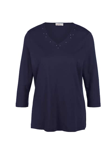 T-Shirt mit Ausschnitt und Steinchen