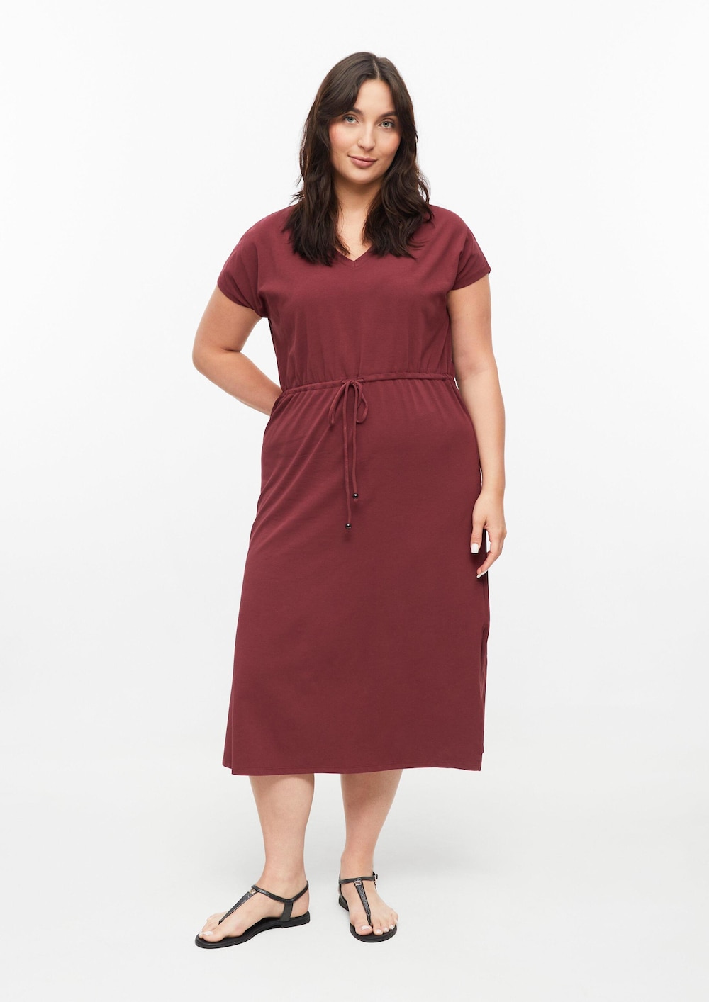 Jerseykleid in Midilänge mit Tunnelzug