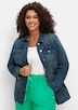 Jeansjacke Langarm Uni Hemdkragen