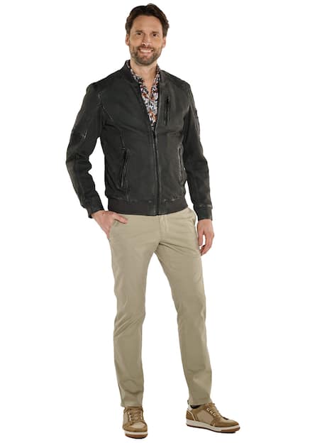 engbers Herren Lederjacke  aus Nubuk-Leder , Dunkelgrau