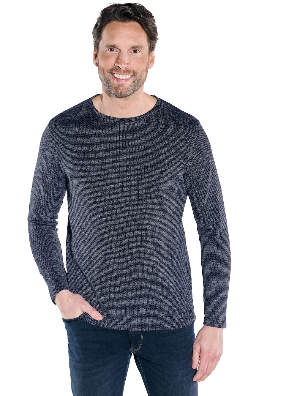 Herren Langarm-Shirt regular , Saphirblau