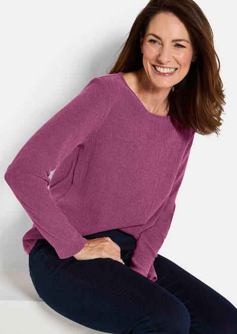 Langarm Melange Jersey-Oberteil