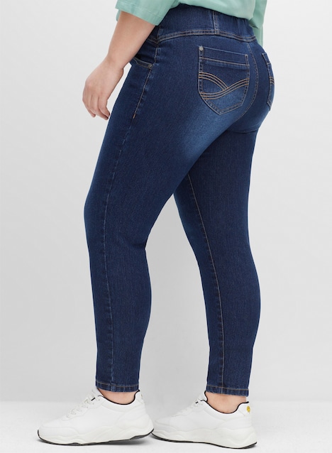 Schlupfjeans Jeggings mit breitem Gummibund Rundumdehnbund Uni