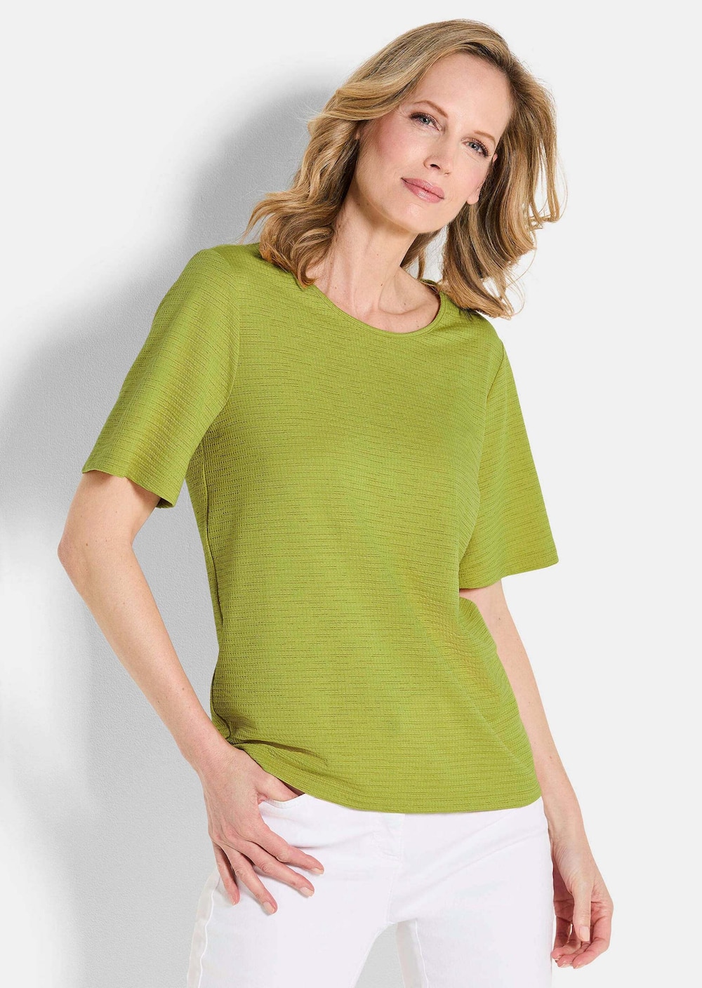 Jersey-Shirt mit U-Boot-Ausschnitt