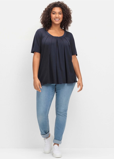 T-Shirt Kurzarm Uni Ohne Kragen