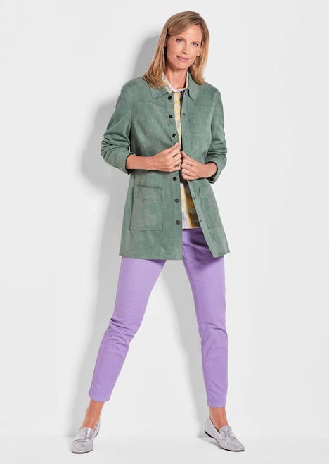 Outdoorjacke aus Veloursimitat in Grün