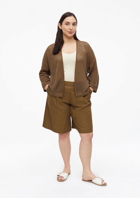 Ajour-Strickjacke mit 3/4-Arm