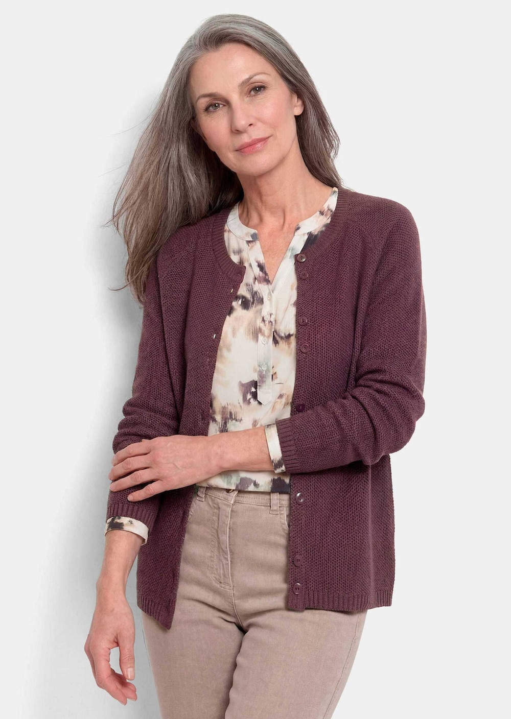 Cardigan aus Baumwolle, Rundhals