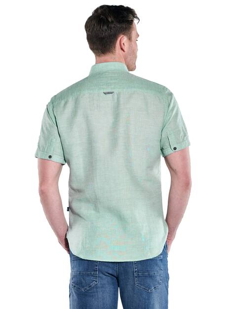 engbers Herren Kurzarm-Hemd mit Leinenanteil , Gruen