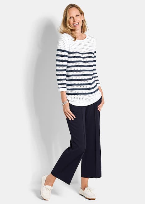Ajourpullover mit Streifenmuster