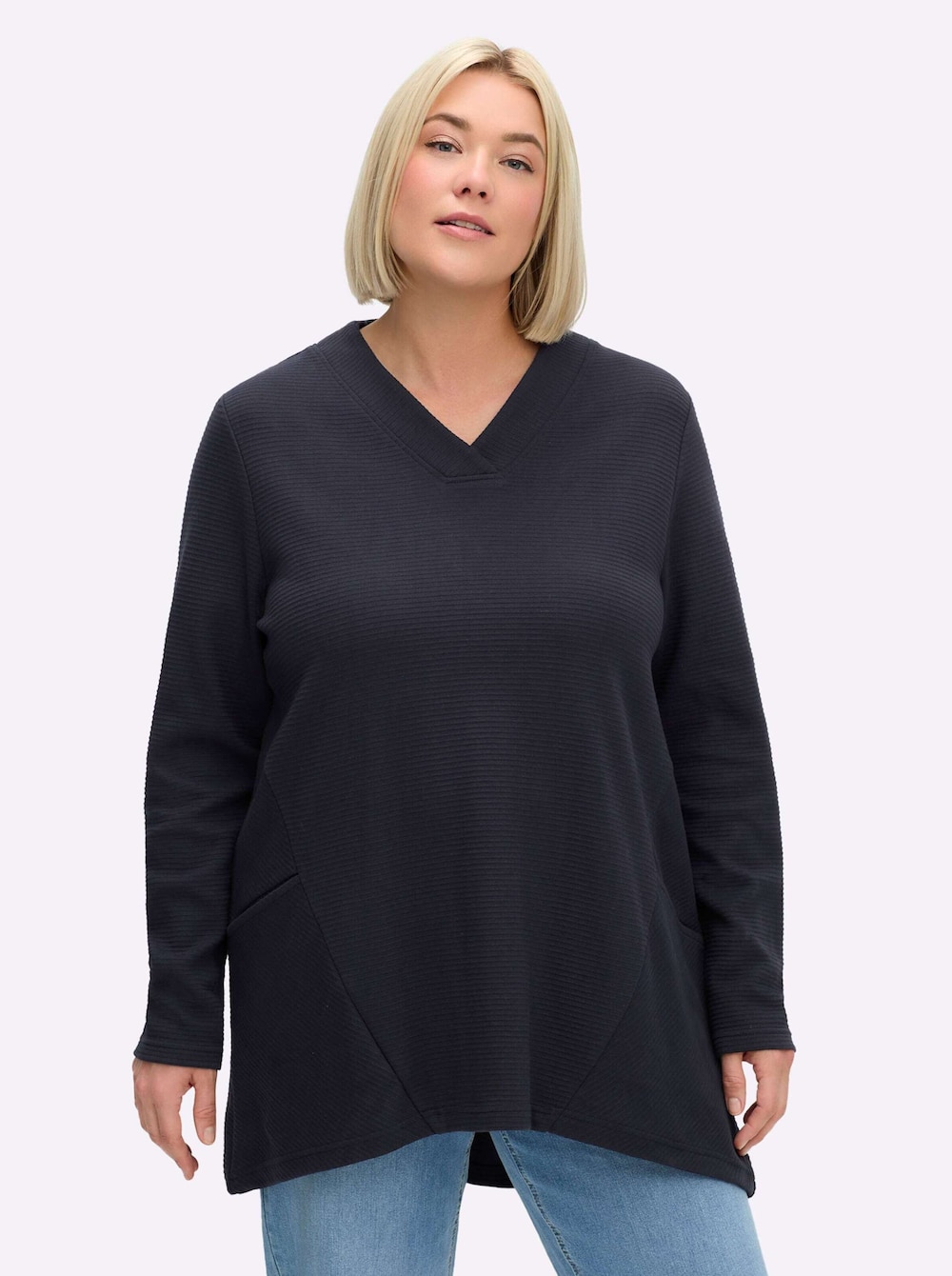 Sweatshirt Langarm Uni Ohne Kragen