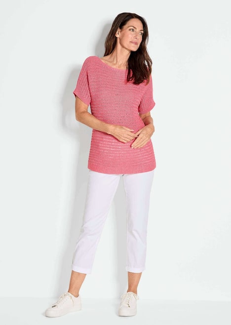 Kurzarm-Pullover mit Rippen