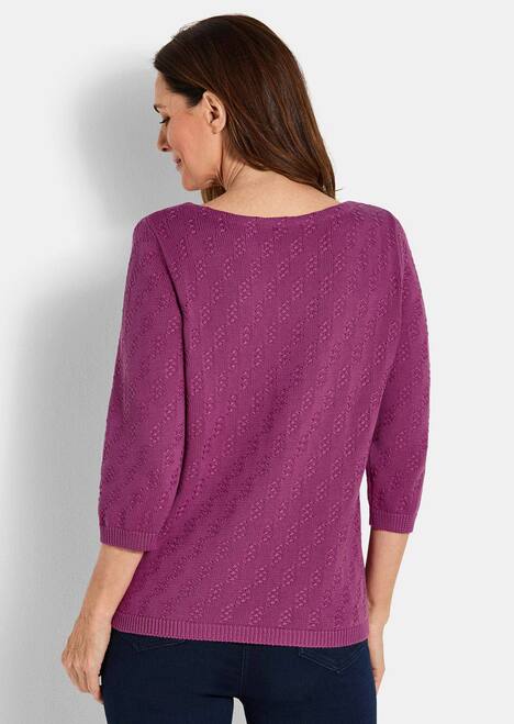 Halbarm Baumwollpullover mit Struktur