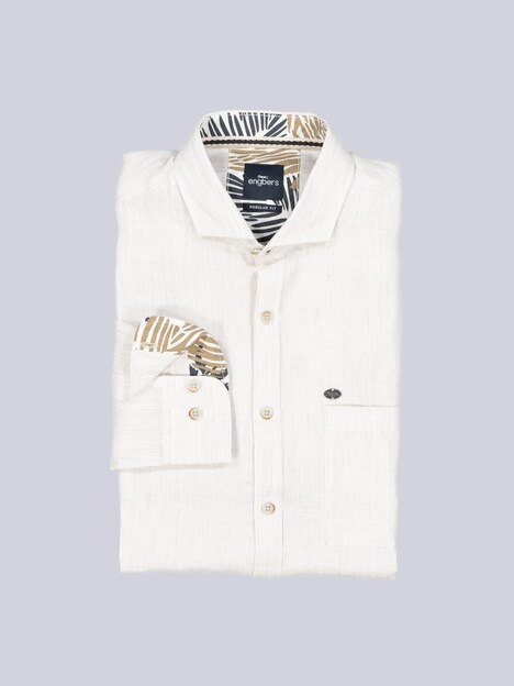 Herren Langarm-Hemd aus Leinen , Sand