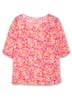 Druckbluse 3/4-Arm Blumen Ohne Kragen