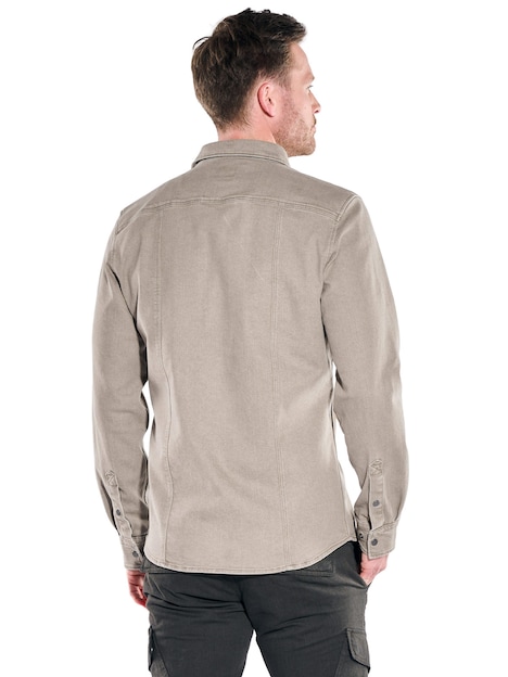 Herren Overshirt mit elastischer Denim-Warenqualität , Braun