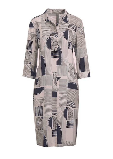 Elegantes Hemdblusenkleid mit grafischem Alloverdruck