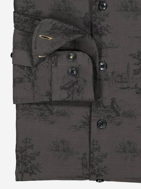 engbers Herren Langarm-Hemd gemustert , Schwarzbraun