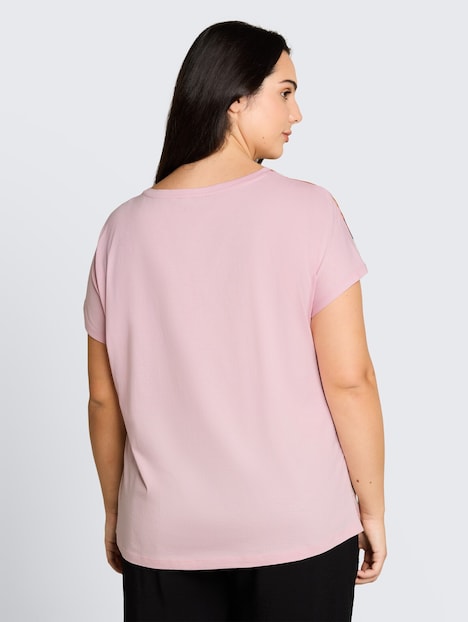 T-Shirt im Material-Mix