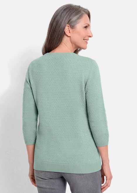 Halbarm Baumwollpullover mit Struktur