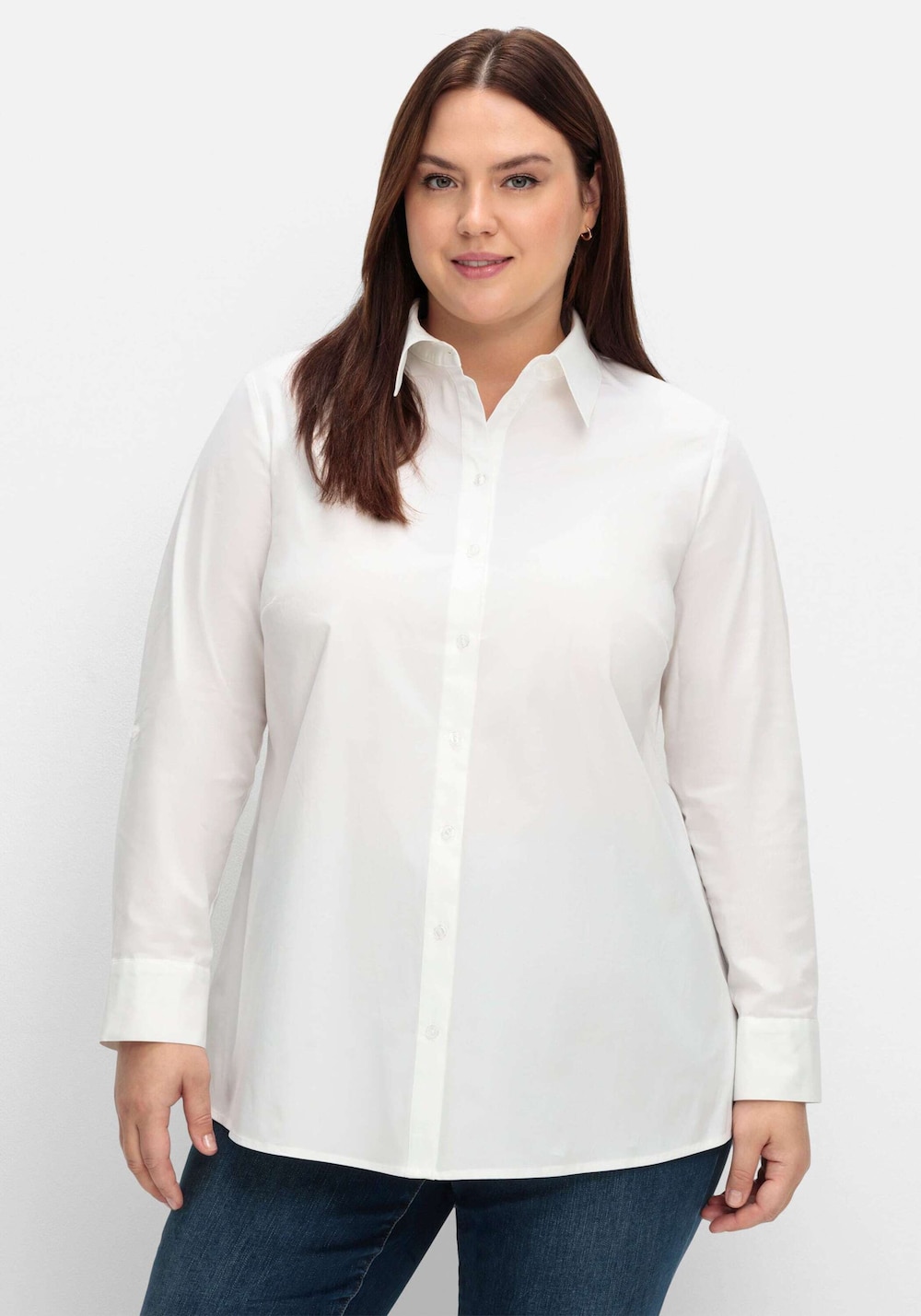 Hemdbluse Langarm Uni Hemdkragen
